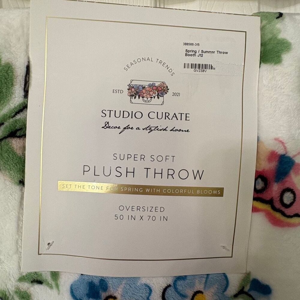 Studio Curate Super Soft Plush Throw – Floral Butterfly Spring Blanket 50x70 - Picture 4 of 6